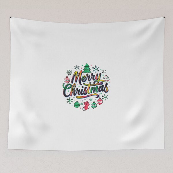 Item preview, Colorful Merry Christmas Typography – Festive Reindeer & Floral Holiday Design designed and sold by Sweet Dreams & Fantasia.