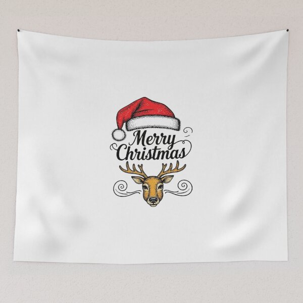 Item preview, Colorful Merry Christmas Typography – Festive Reindeer & Floral Holiday Design designed and sold by Sweet Dreams & Fantasia.
