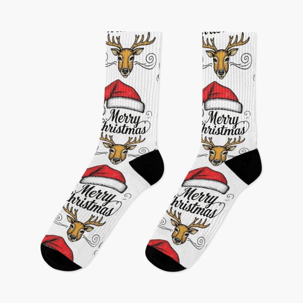 Item preview, Colorful Merry Christmas Typography – Festive Reindeer & Floral Holiday Design designed and sold by Sweet Dreams & Fantasia.