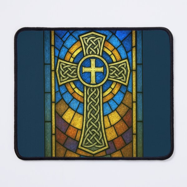 Item preview, Stained Glass Celtic Cross - Blue Tint designed and sold by SaintGear.