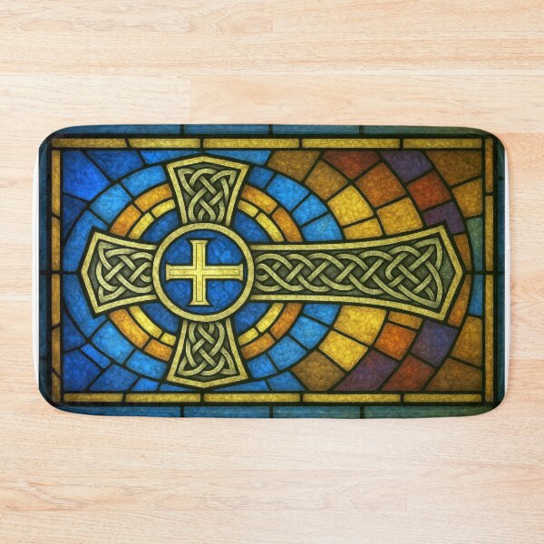Item preview, Stained Glass Celtic Cross - Blue Tint designed and sold by SaintGear.