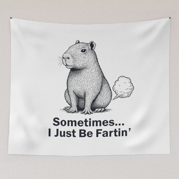 Item preview, Sometimes I Just Be Fartin’ Capybara – Funny Capybara Meme Illustration, Cute Animal Humor Design designed and sold by JoyBoyStudio1.