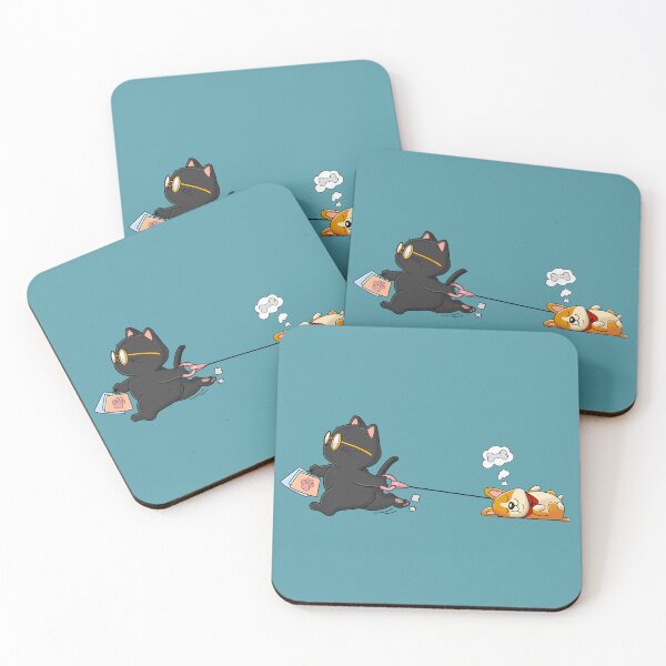 Item preview, Sleepy Dog Dreams — Cat Walking the Lazy Pup designed and sold by BlackCat Vibe.