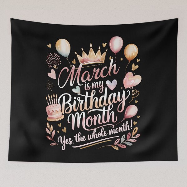 Item preview, March Is My Birthday Month Cute Pastel Birthday Typography designed and sold by KristenosNehk.