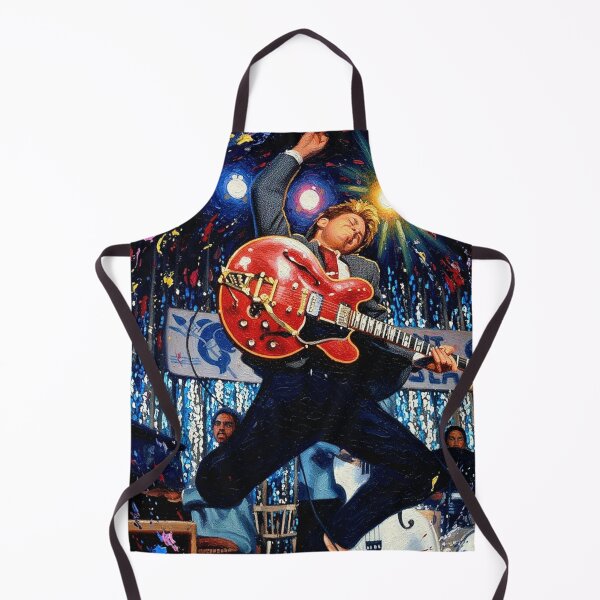 Item preview, 80s Time Travel Movie Rock and Roll Art | Vintage Red Guitar Stage Jump Painting | 50s Aesthetic designed and sold by Art's Diner.