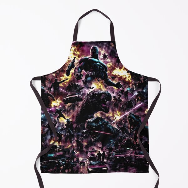 Item preview, 80s Action Chaos Poster, designed for black fabrics designed and sold by SteadyRolling.