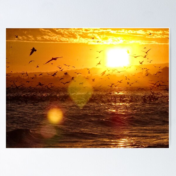 Item preview, Sunset Over Ocean with Birds designed and sold by Maxiverse.