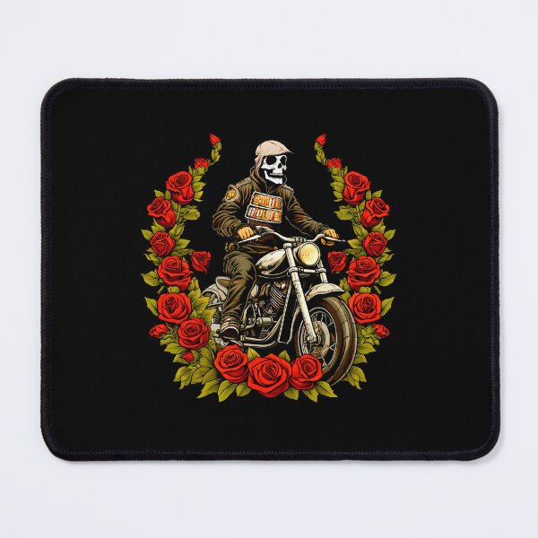 Item preview, Motorcyclist Skeleton Roses designed and sold by Soulskier.