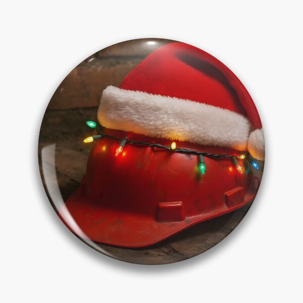 Item preview, Copy of Orange-Yellow Safety Helmet with Santa Hat and Tangled Holiday Lights on Concrete designed and sold by EmeraldeaDesign.
