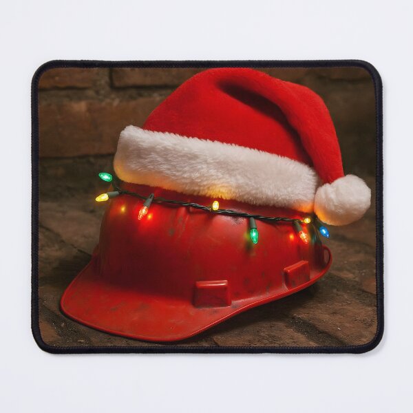 Item preview, Copy of Orange-Yellow Safety Helmet with Santa Hat and Tangled Holiday Lights on Concrete designed and sold by EmeraldeaDesign.