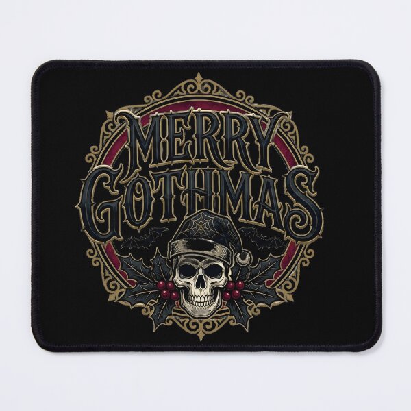 Item preview, Merry Gothmas | Spooky Skull Santa & Bats Badge | Creepmas designed and sold by PixelShedStudio.