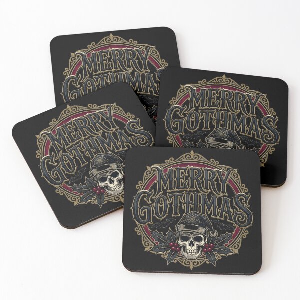 Item preview, Merry Gothmas | Spooky Skull Santa & Bats Badge | Creepmas designed and sold by PixelShedStudio.