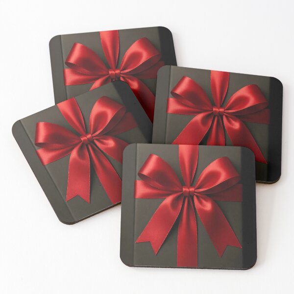 Item preview, Tall Black Gift Box with Red Satin Ribbon on Black Background designed and sold by EmeraldeaDesign.