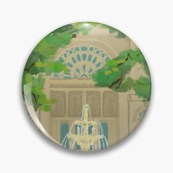 Item preview, Serene Watercolor Garden with Vintage Building & Fountain designed and sold by AmberPeng.