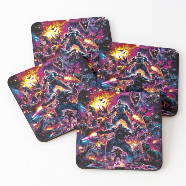 Item preview, 80s Neon Action Overload, designed for black fabrics designed and sold by SteadyRolling.