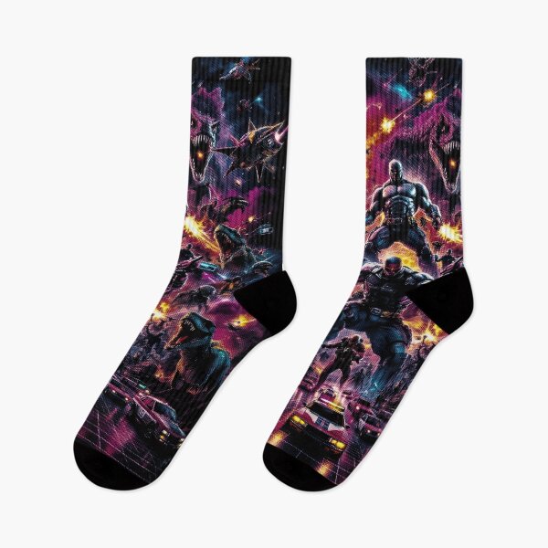 Item preview, 80s Neon Action Overload, designed for black fabrics designed and sold by SteadyRolling.