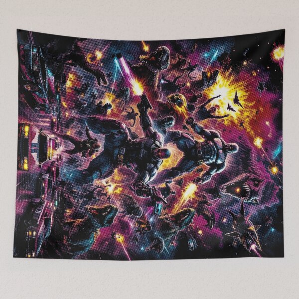 Item preview, 80s Neon Action Overload, designed for black fabrics designed and sold by SteadyRolling.