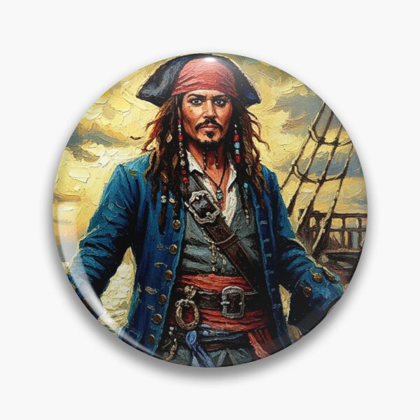 Item preview, Swashbuckler Pirate Captain Oil Painting | Dreadlocks Sea Adventure Art | Blue Coat Sailing Icon designed and sold by Art's Diner.