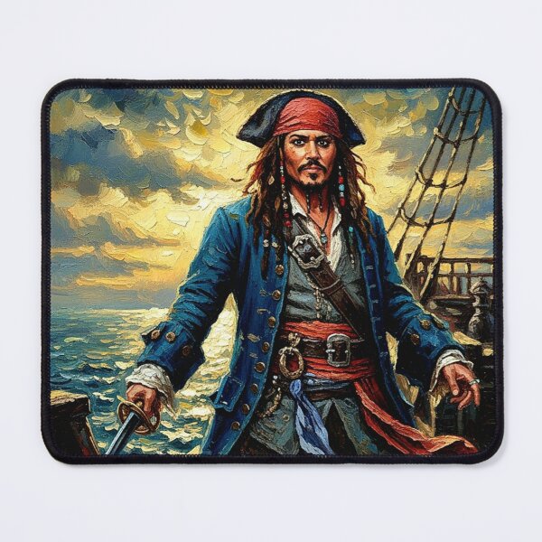 Item preview, Swashbuckler Pirate Captain Oil Painting | Dreadlocks Sea Adventure Art | Blue Coat Sailing Icon designed and sold by Art's Diner.