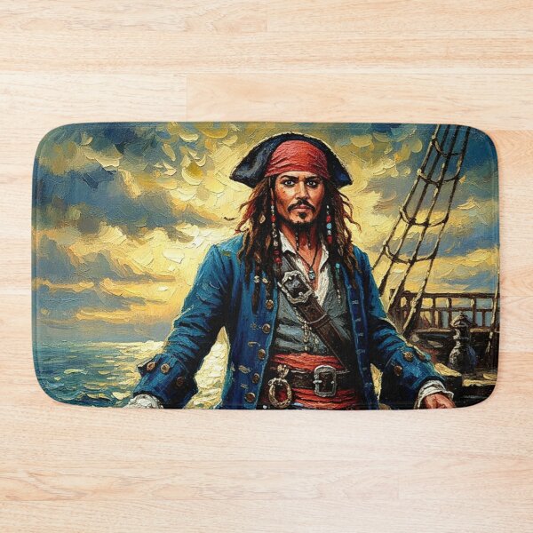 Item preview, Swashbuckler Pirate Captain Oil Painting | Dreadlocks Sea Adventure Art | Blue Coat Sailing Icon designed and sold by Art's Diner.