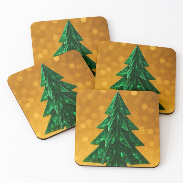 Item preview, Emerald Origami Christmas Tree – Gemstone Paper Art with Golden Sparkles designed and sold by EmeraldeaDesign.