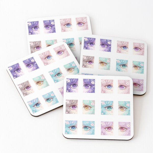 Item preview, Dreamy Manga Eyes Collage – Pastel Emotion Grid designed and sold by Tily360.