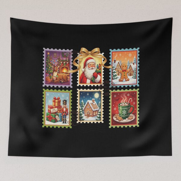 Item preview, Vintage Christmas Stamps Collection – Retro Holiday Illustration designed and sold by LALA-MIRA.