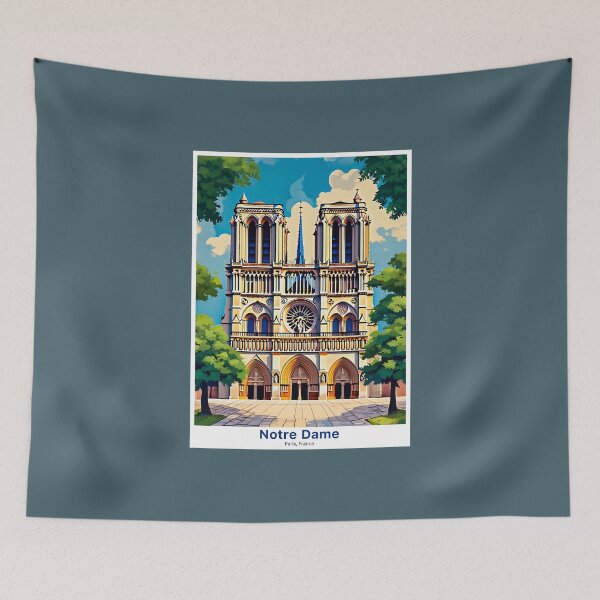 Item preview, Notre Dame – Paris, France (Vintage Travel Poster Style) designed and sold by FrancophileFun.
