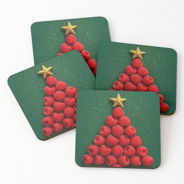 Item preview, Raspberry Christmas Tree – Festive Superfood Design with Gold Star designed and sold by EmeraldeaDesign.