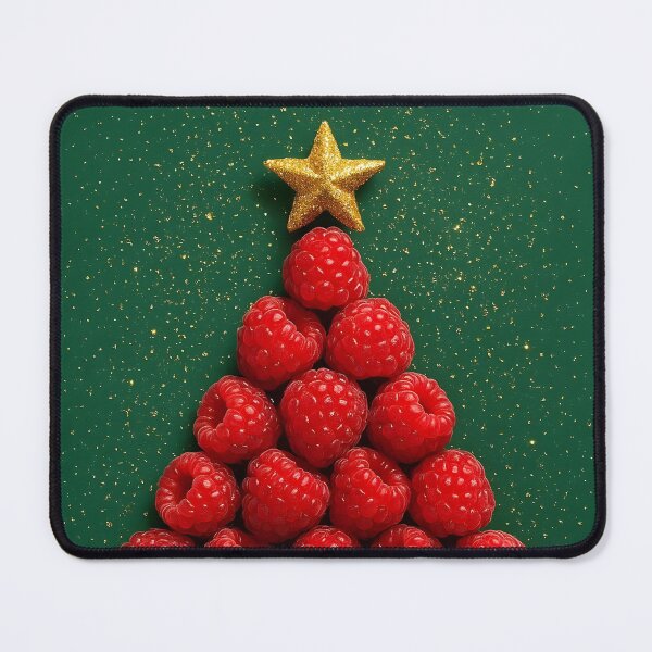 Item preview, Raspberry Christmas Tree – Festive Superfood Design with Gold Star designed and sold by EmeraldeaDesign.