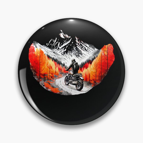 Item preview, Motorcyclists in the mountains in autumn designed and sold by Soulskier.
