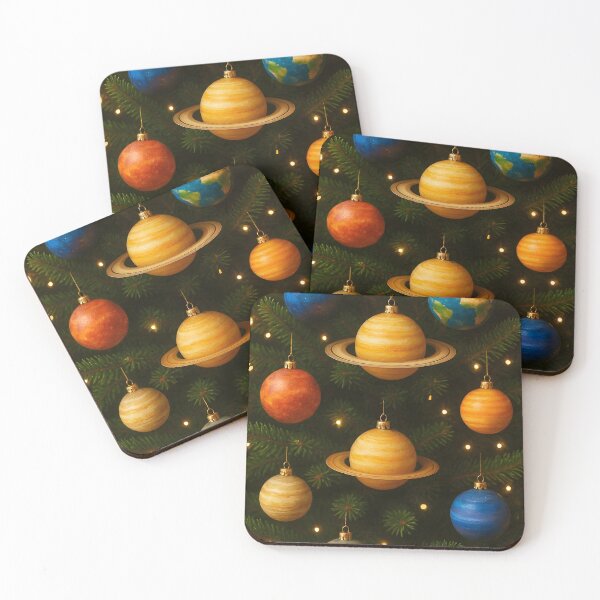 Item preview, Cosmic Christmas Tree – Fantasy Space-Themed Holiday with Planet Ornaments designed and sold by EmeraldeaDesign.