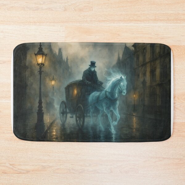 Item preview, Victorian Ghost Carriage – Gothic Spectral Horse in Foggy London designed and sold by PixelShedStudio.
