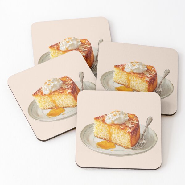 Item preview, Slice of Greek Portokalopita Cake on a Plate designed and sold by Violet Peonies.