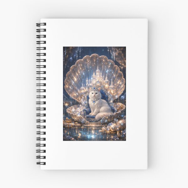 Item preview, Royal Silver Cat in Crystal Shell Chamber – Fantasy Luxury Art designed and sold by LovelyCatGalaxy.