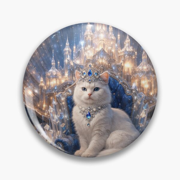 Item preview, Royal Silver Cat in Crystal Shell Chamber – Fantasy Luxury Art designed and sold by LovelyCatGalaxy.