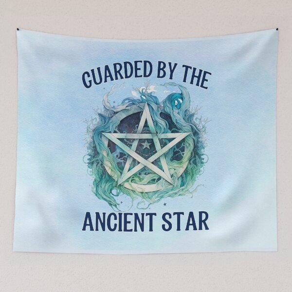 Item preview, Guarded by the Ancient Star – Enchanted Blue Witchy Pentagram designed and sold by MysticOzzy.