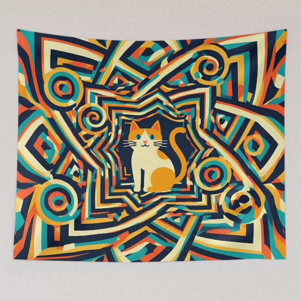 Item preview, A cat in a geometric pattern designed and sold by Nomad-Maynard.