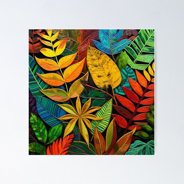 Item preview, Tropical Leaves Island-Style Vibrantly Textured Designs Art designed and sold by DEC02.
