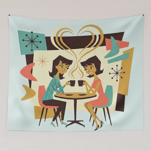 Item preview, Romance and Coffee - Retro Lesbian Coffee Art designed and sold by kornkobart.
