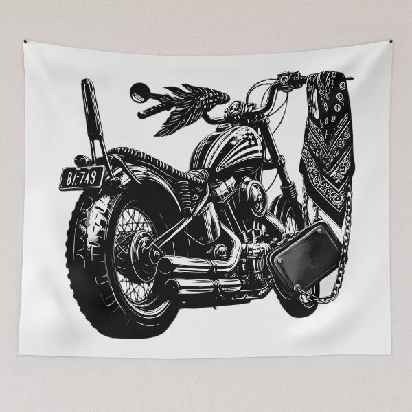 Item preview, Rebel Biker Chopper Bandana Black Illustration Art designed and sold by DrawDrip.