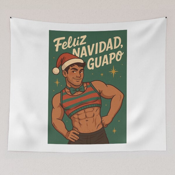Item preview, Gay Latino Christmas with Flirty Holiday Charm designed and sold by Aryabek.