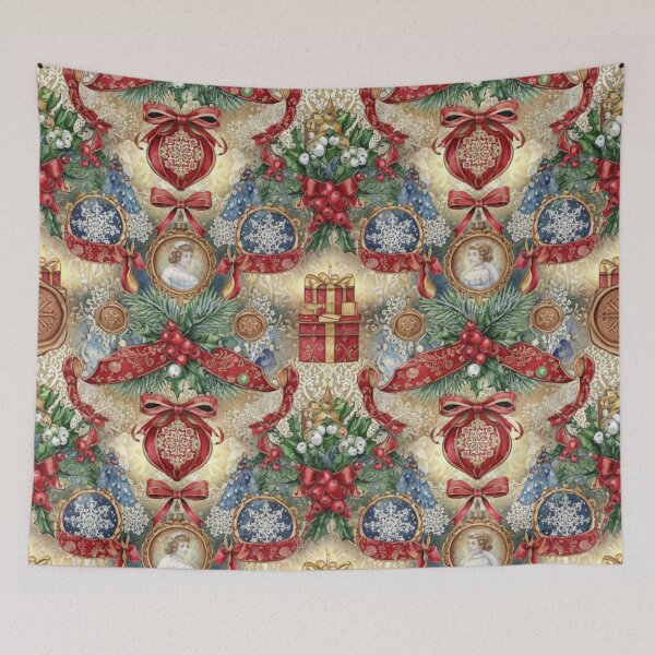 Item preview, Victorian Christmas Charm – Vintage Watercolor Holiday Seamless Pattern designed and sold by Dream Bloom Gallery.