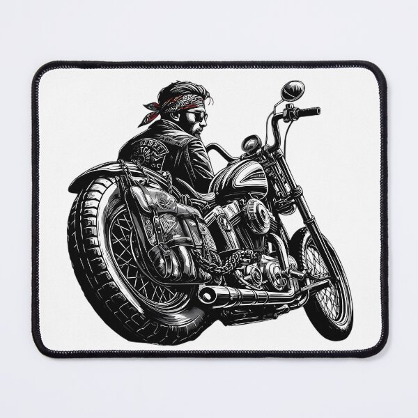 Item preview, Classic Biker Rider Motorcycle Black Illustration Art designed and sold by DrawDrip.