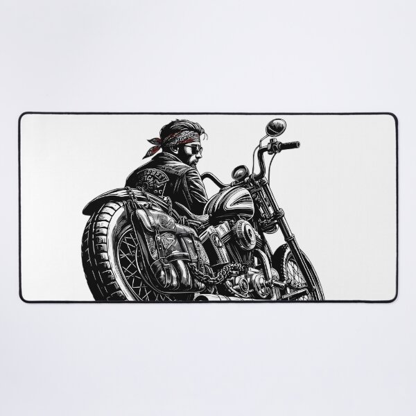 Item preview, Classic Biker Rider Motorcycle Black Illustration Art designed and sold by DrawDrip.