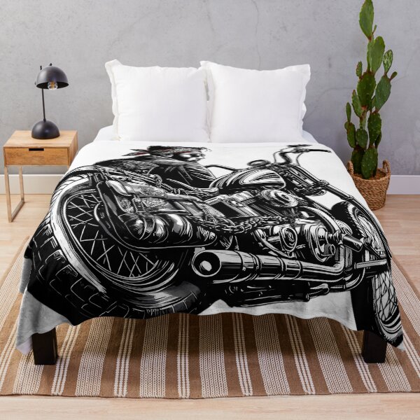 Item preview, Classic Biker Rider Motorcycle Black Illustration Art designed and sold by DrawDrip.
