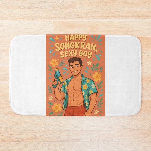 Item preview, Songkran Gay Festival Flirty Greeting with Cute Shirtless Thai Boy designed and sold by Aryabek.
