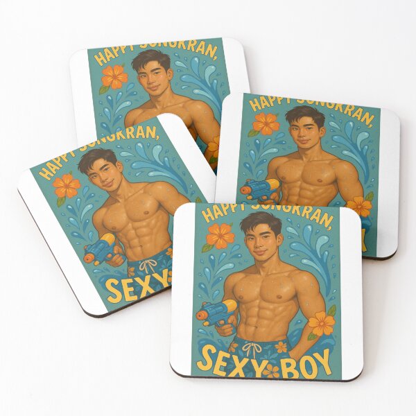 Item preview, Tropical Gay Songkran Celebration with Flirty Shirtless Thai Guy designed and sold by Aryabek.