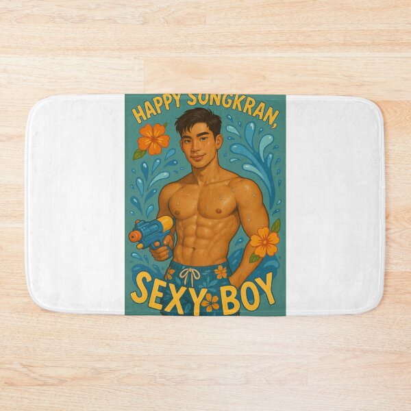 Item preview, Tropical Gay Songkran Celebration with Flirty Shirtless Thai Guy designed and sold by Aryabek.