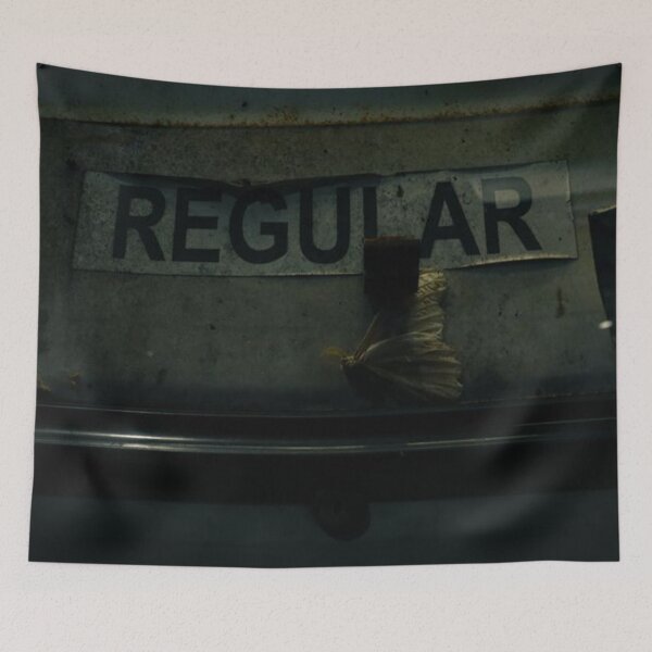Item preview, Moody Gas Pump Photo with Moth – Vintage Grit Aesthetic designed and sold by TheySeeArtz.